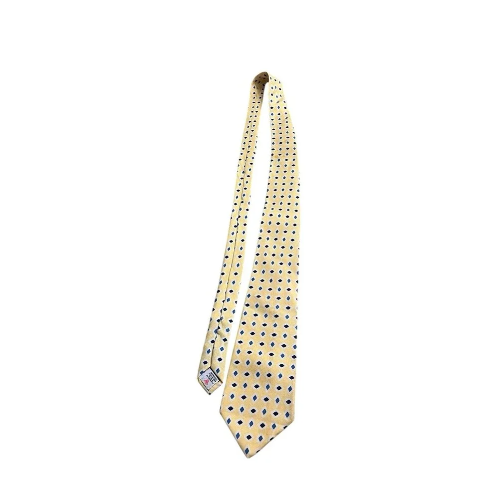 Turnbow Asser to Honor the Prince of Wales Shirtmaker Tie Yellow Blue Diamonds